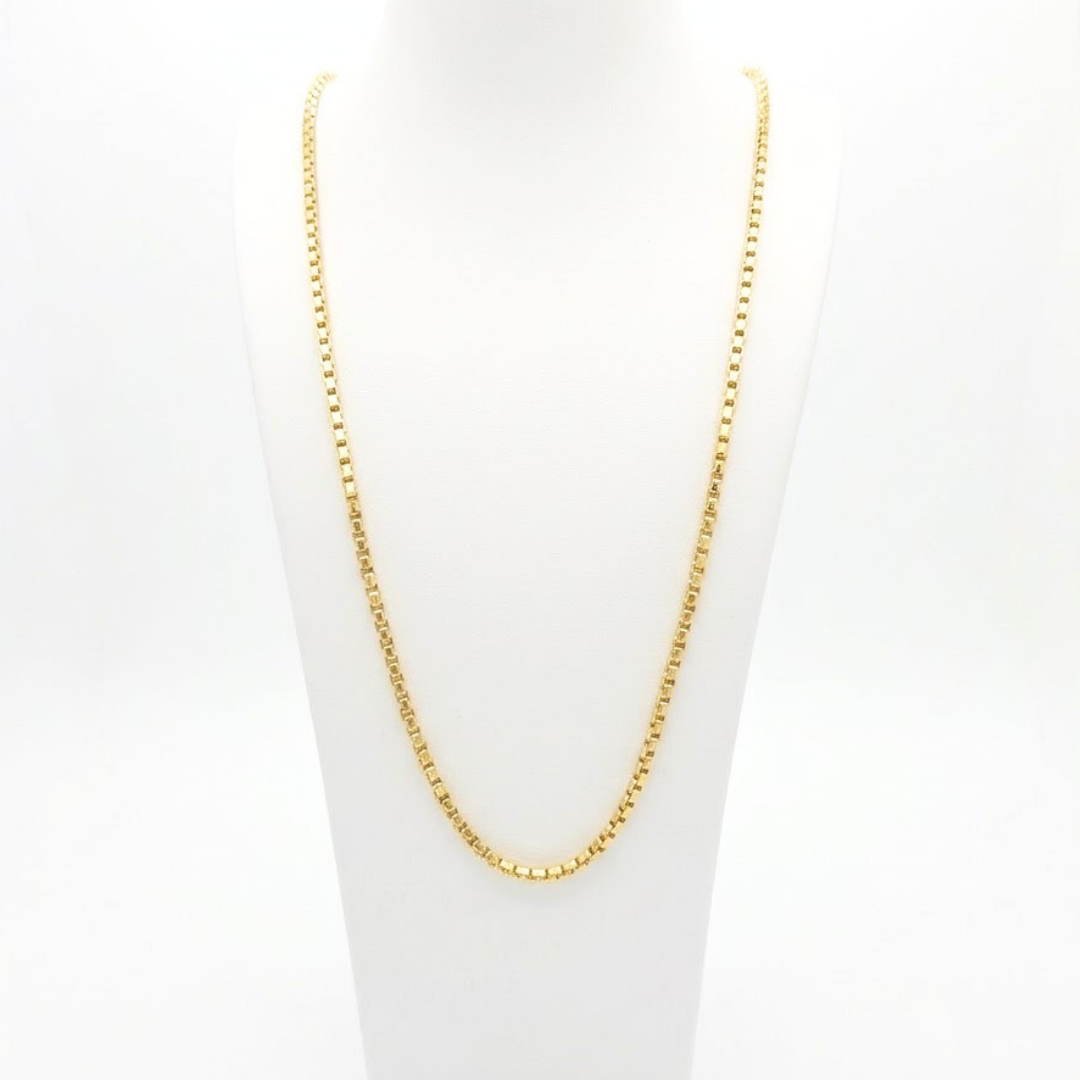 18K Gold Filled Box Chain Necklace – 60cm Sleek Square Link Chain